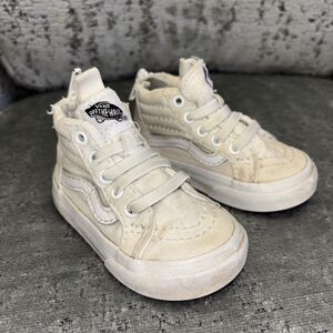 Vans SK8-Hi Top Zip Up White Toddlers Skate Shoes Sneakers Size US Toddler 4